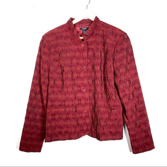 Alfani wine red Nehru long sleeve blazer suit jacket size 16 - Picture 1 of 4